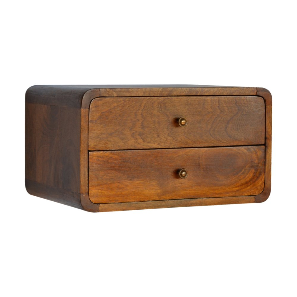 18" Brown Solid Wood Floating Nightstand