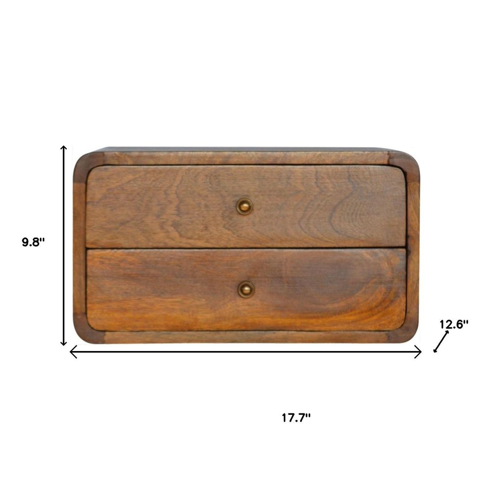 18" Brown Solid Wood Floating Nightstand
