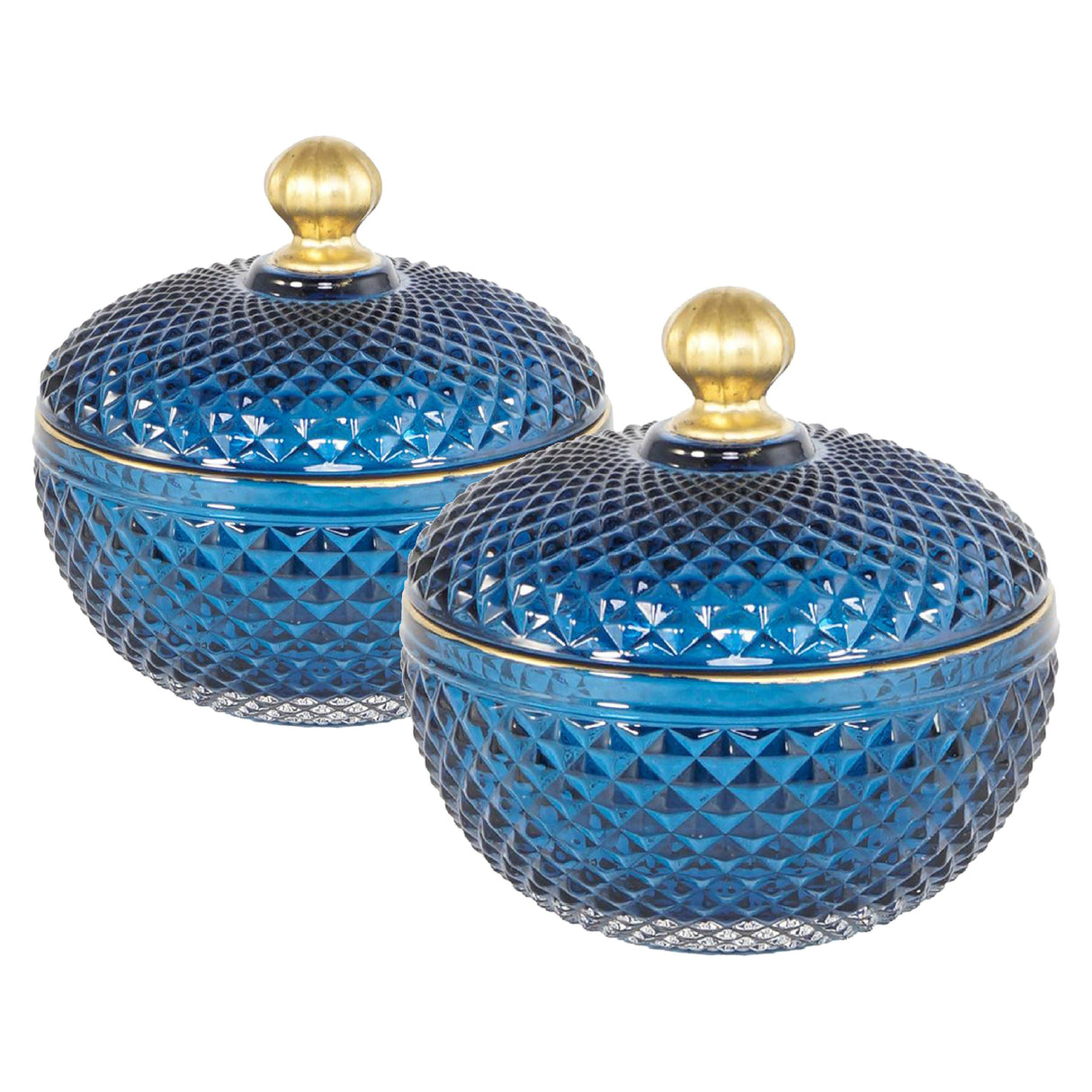 Candy Jar With Lid, Christmas Candy Jar Containers (Set of 2) - Gold / Blue by Couch.com