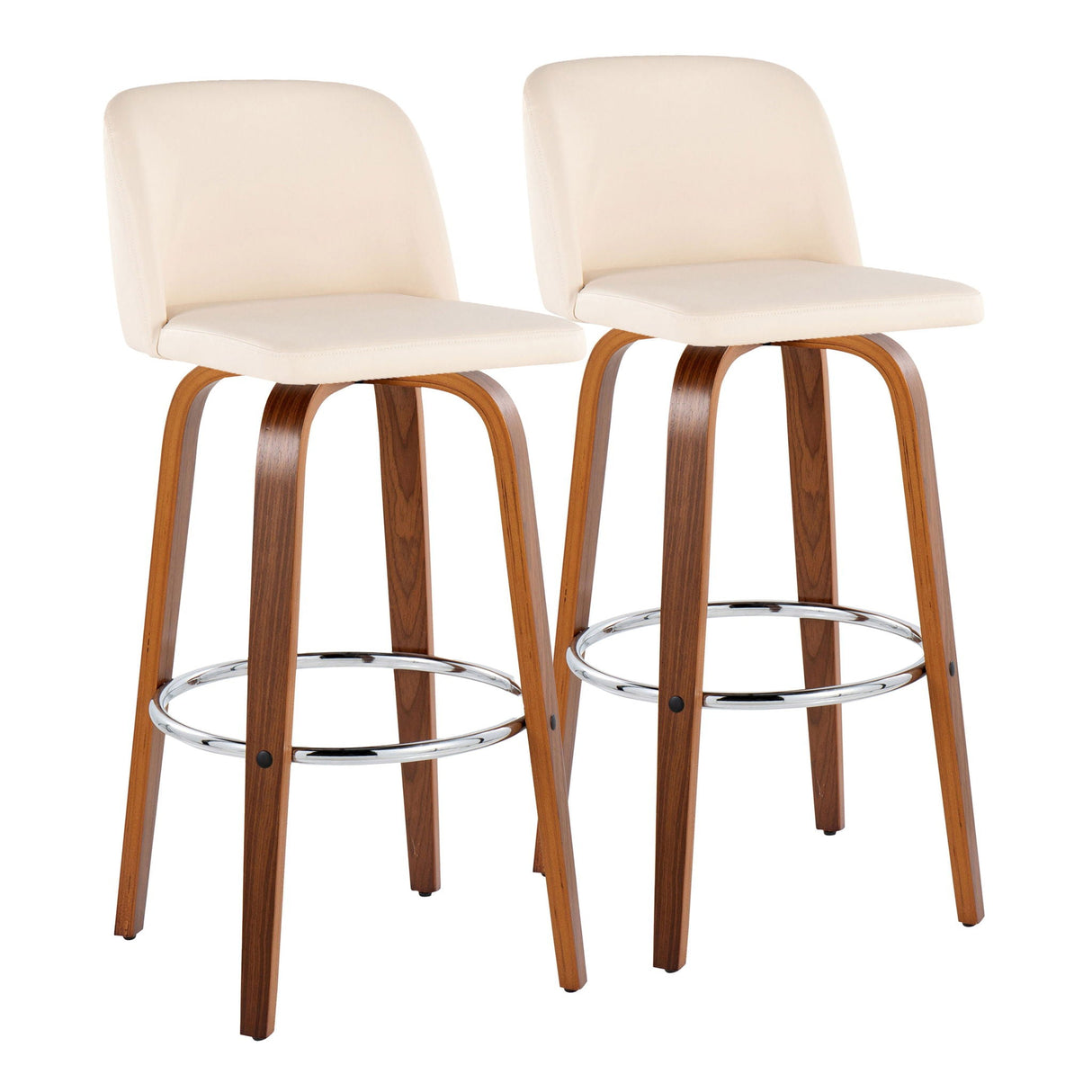 Toriano - Mid Century Modern Fixed Height, Barstool With Swivel With Round Footrest (Set of 2) by Couch.com