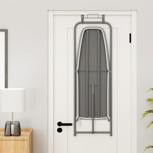 Over the Door Ironing Board Space-Saving Metal Hanging Ironing Board-Gray