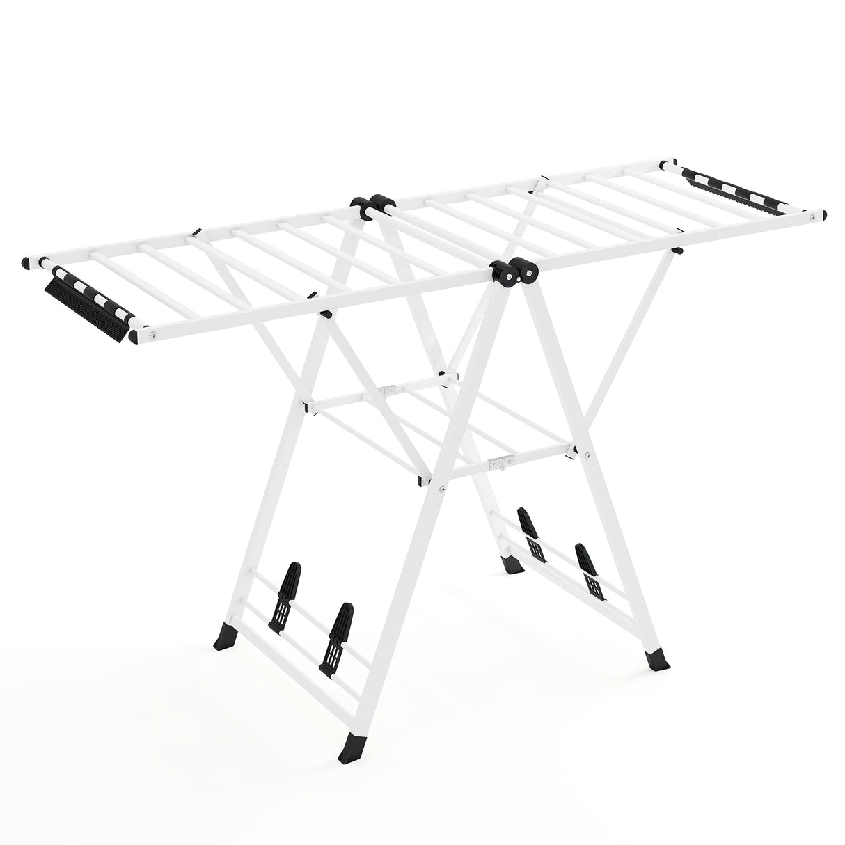 64 Inches Clothes Drying Rack with Height Adjustable Wings-White