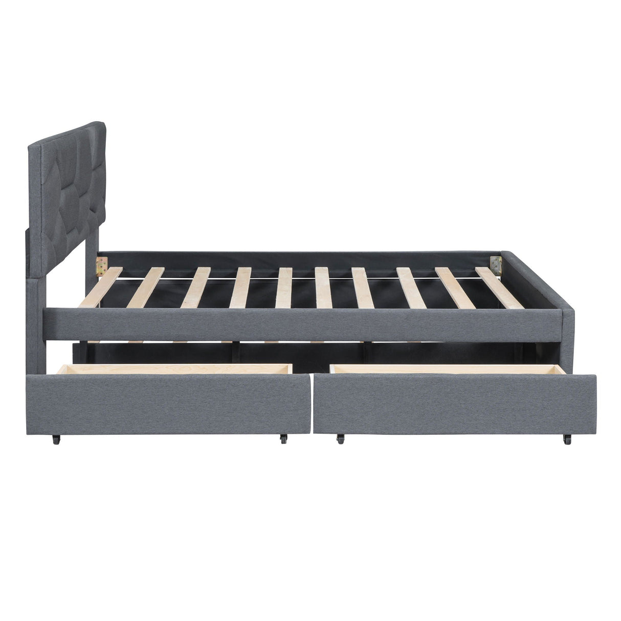 Upholstered Platform Bed With Brick Pattern Headboard And Twin Long Size Trundle by Couch.com