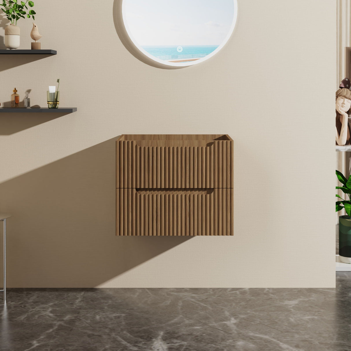 24" Wall Mount Bathroom Vanity Cabinet Floating (Cabinet Only) - Walnut by Couch.com