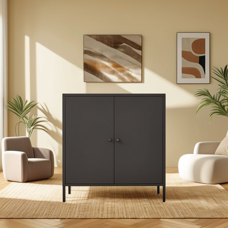 Kitchen Buffet Server Table Accent Sideboard Cupboard Server Buffet Console Table With Doors Cabinet - Black by Couch.com