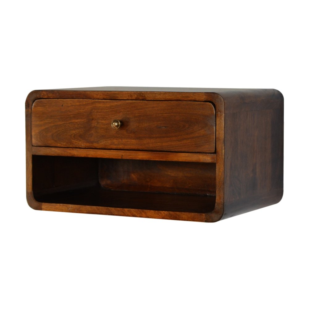 18" Chestnut Solid Wood One Drawer Floating Nightstand