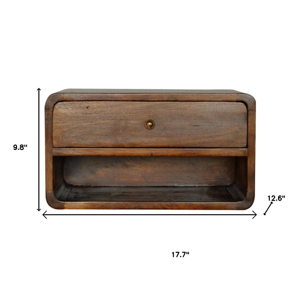 18" Chestnut Solid Wood One Drawer Floating Nightstand