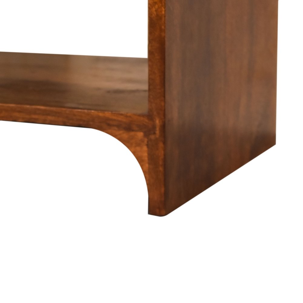 20" Brown Solid Wood Scalloped Edge One Drawer Nightstand