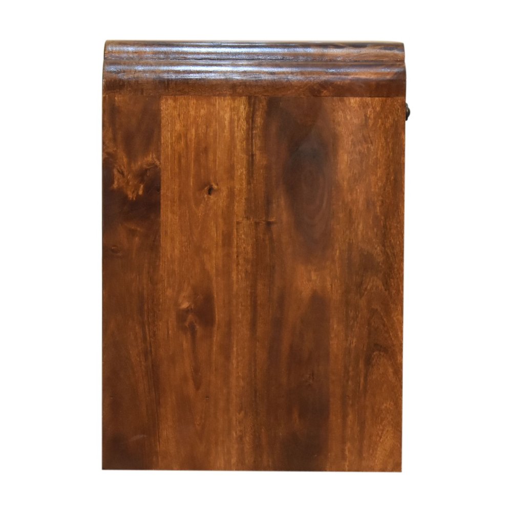 20" Brown Solid Wood Scalloped Edge One Drawer Nightstand