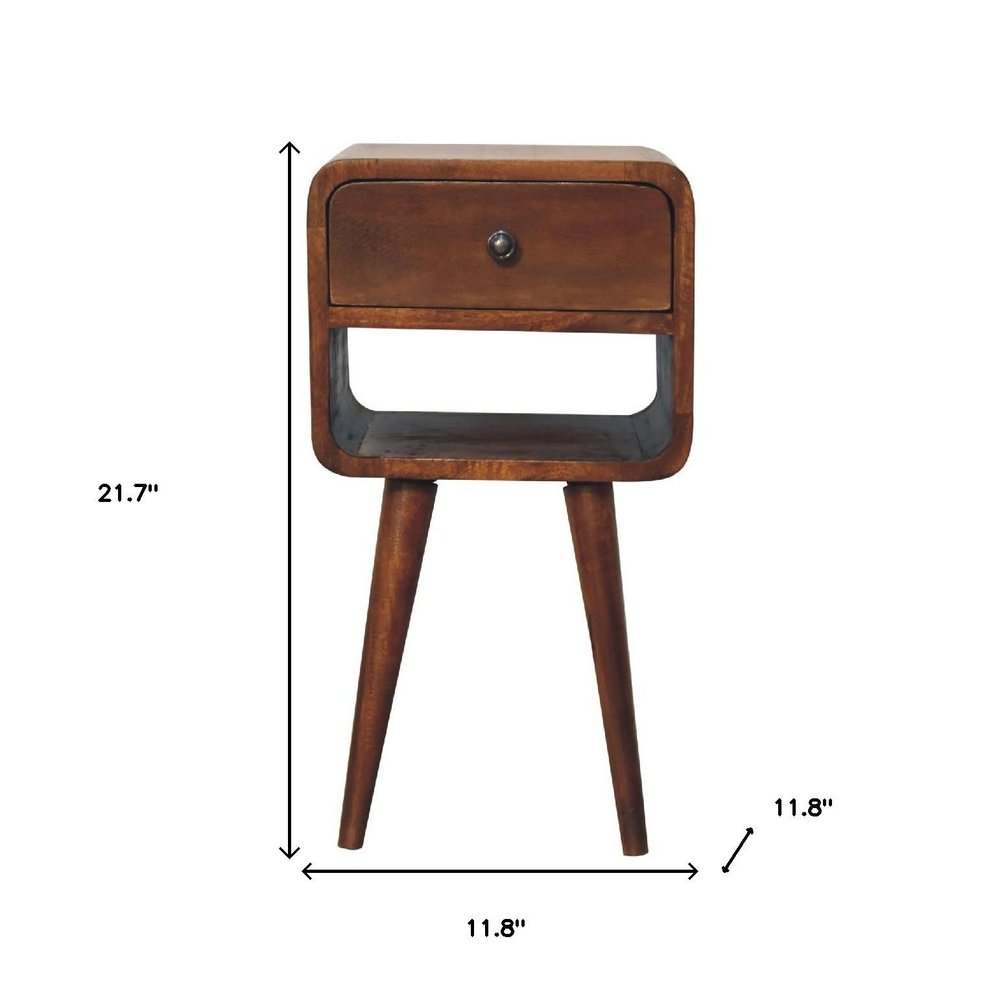 22" Chestnut Solid Wood One Drawer Nightstand
