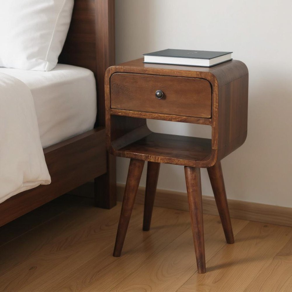 22" Chestnut Solid Wood One Drawer Nightstand