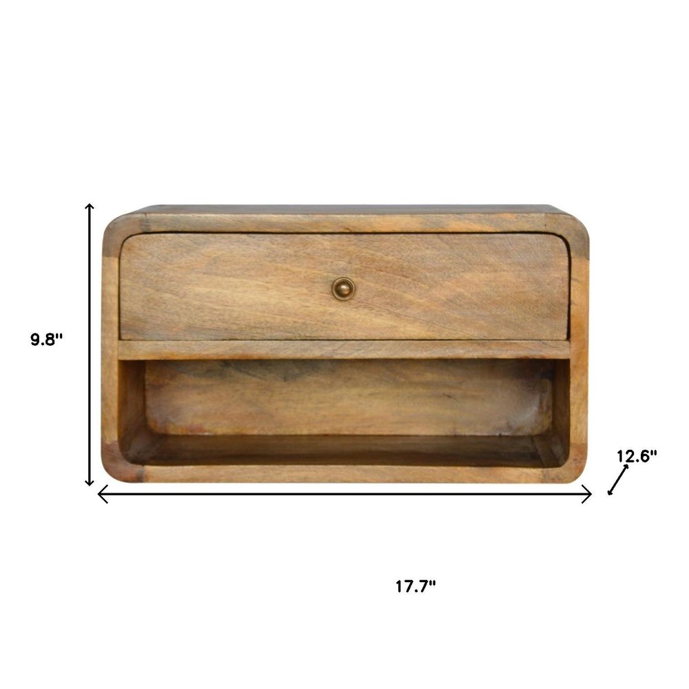 18" Natural Solid Wood One Drawer Floating Nightstand