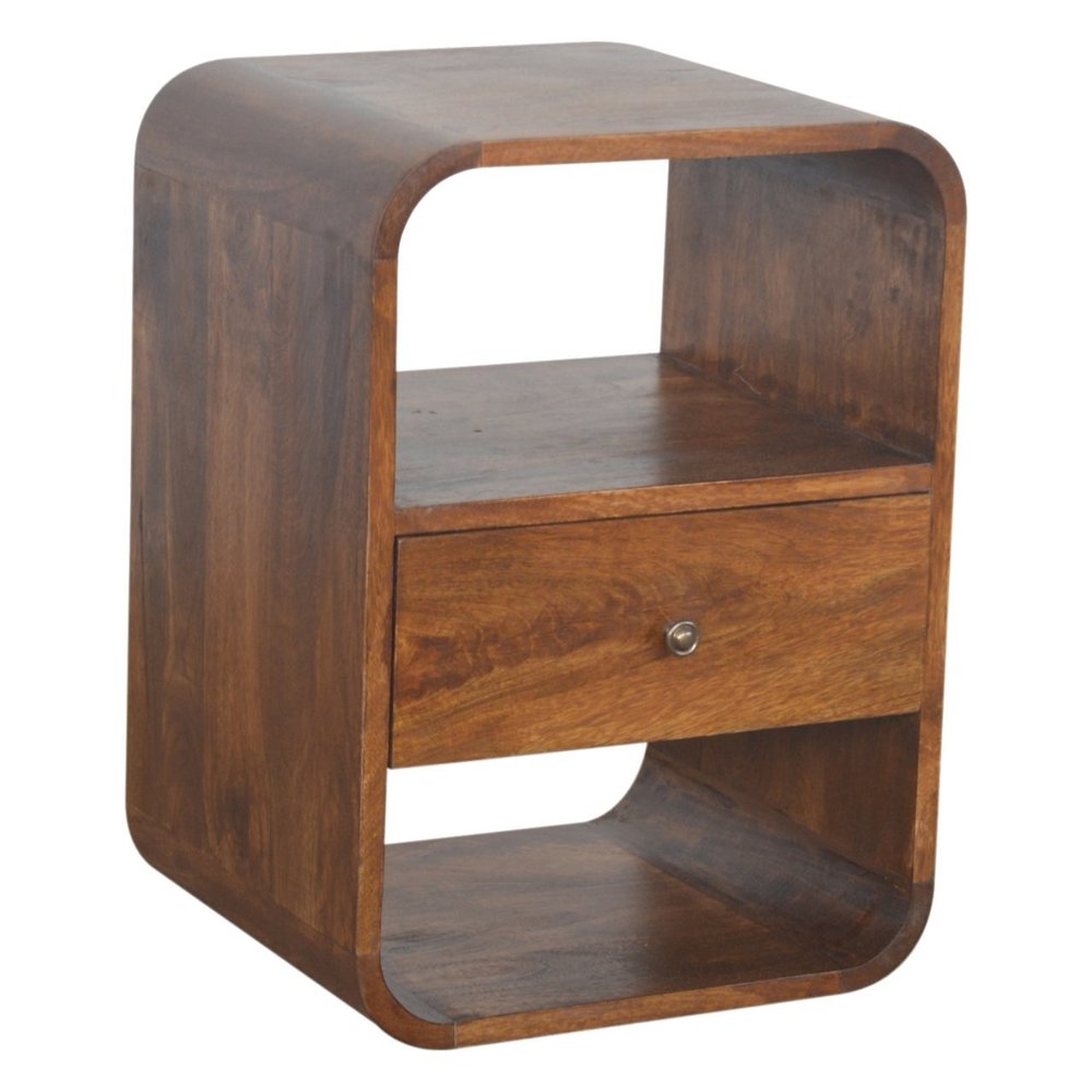 22" Brown Solid Wood One Drawer Nightstand