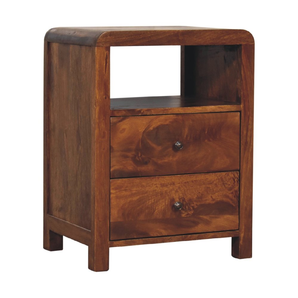 24" Chestnut Solid Wood Two Drawer Nightstand