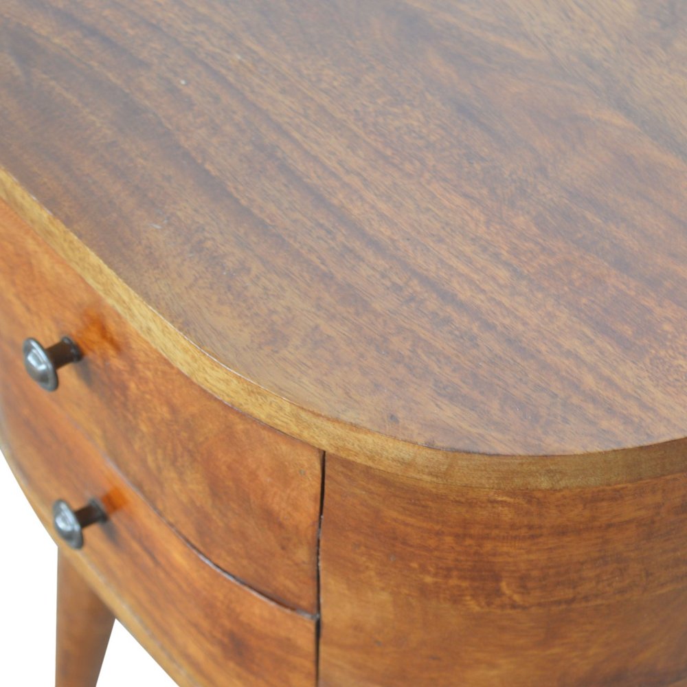 21" Chestnut Solid Wood Oval Two Drawer Nightstand