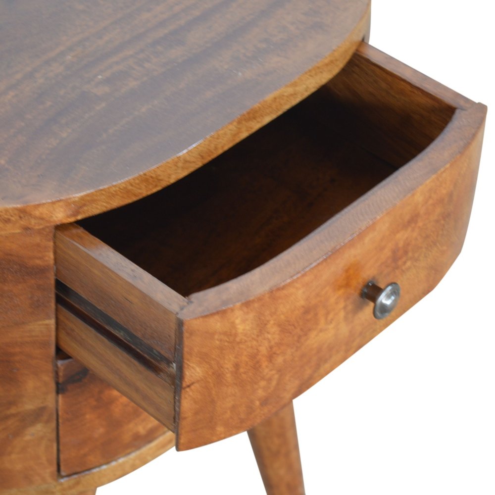 21" Chestnut Solid Wood Oval Two Drawer Nightstand