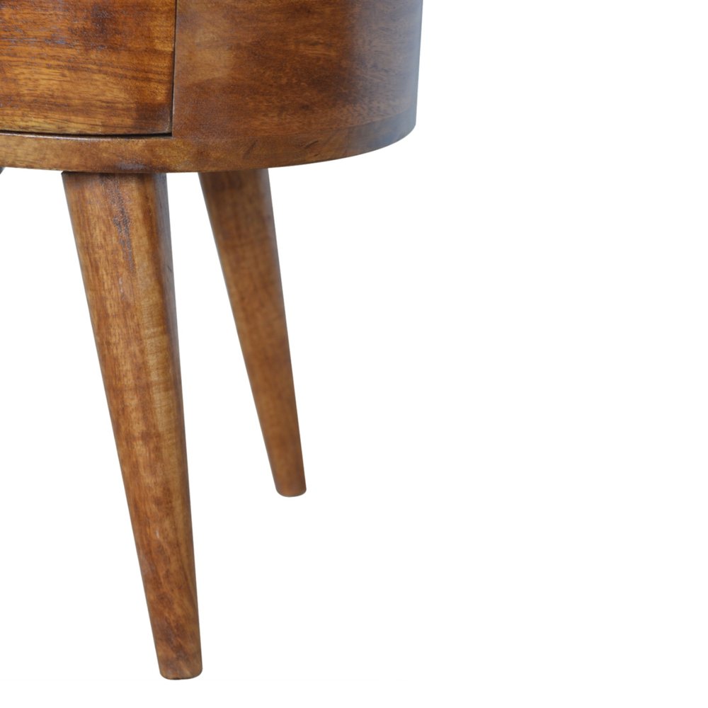 21" Chestnut Solid Wood Oval Two Drawer Nightstand