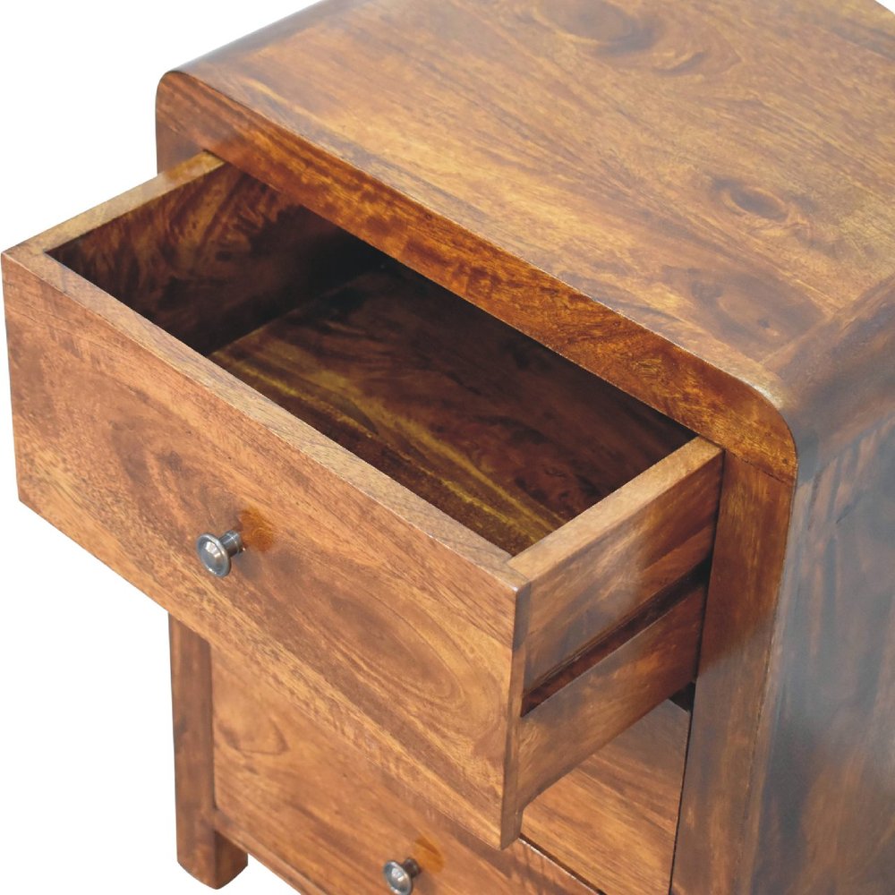 24" Chestnut Solid Wood Three Drawer Nightstand