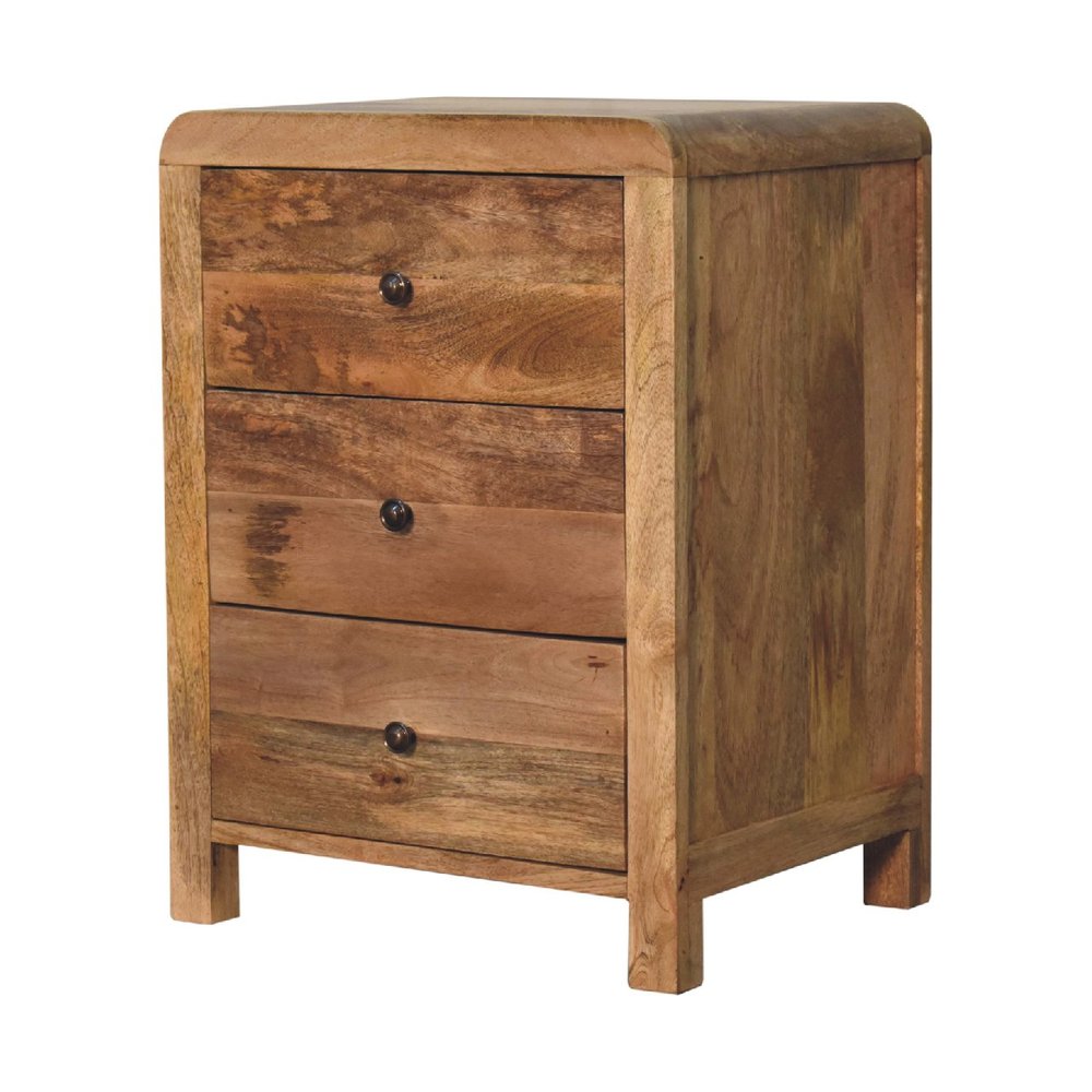 24" Oak Solid Wood Three Drawer Nightstand
