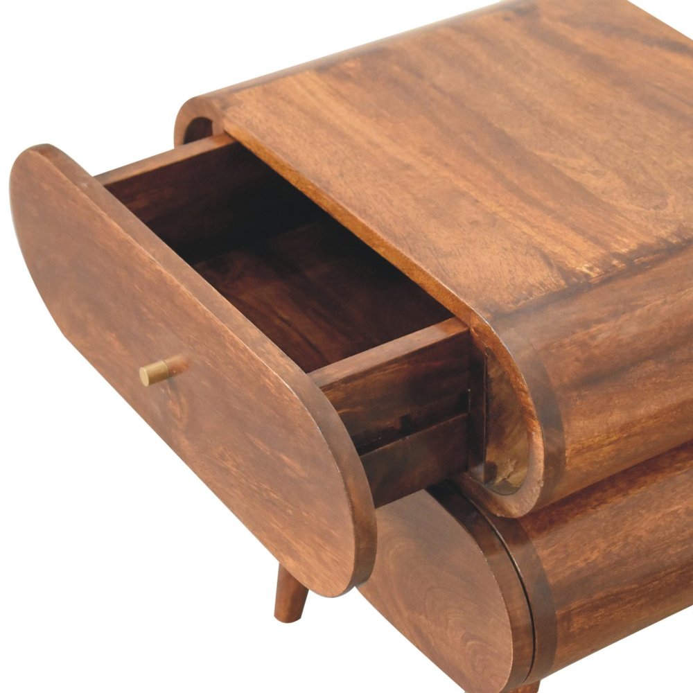 20" Chestnut Solid Wood Two Drawer Nightstand