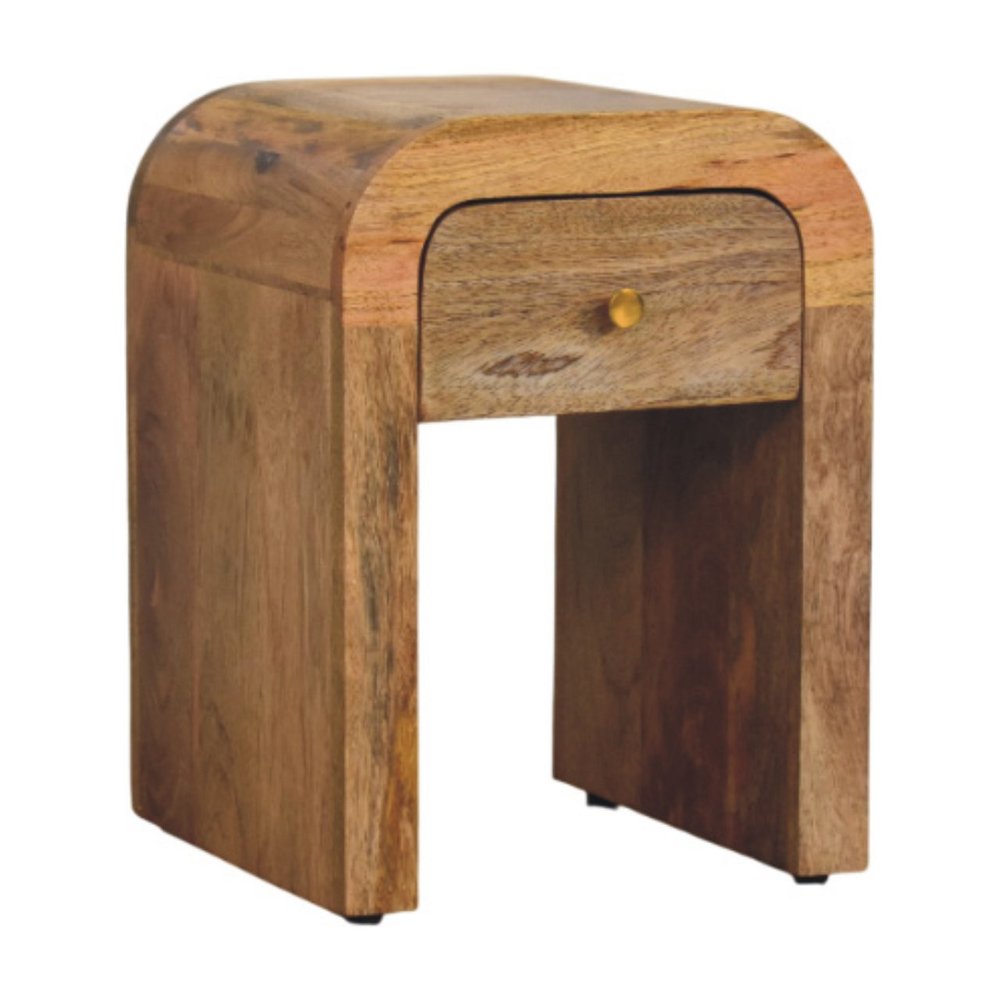 16" Beige Solid Wood One Drawer Nightstand