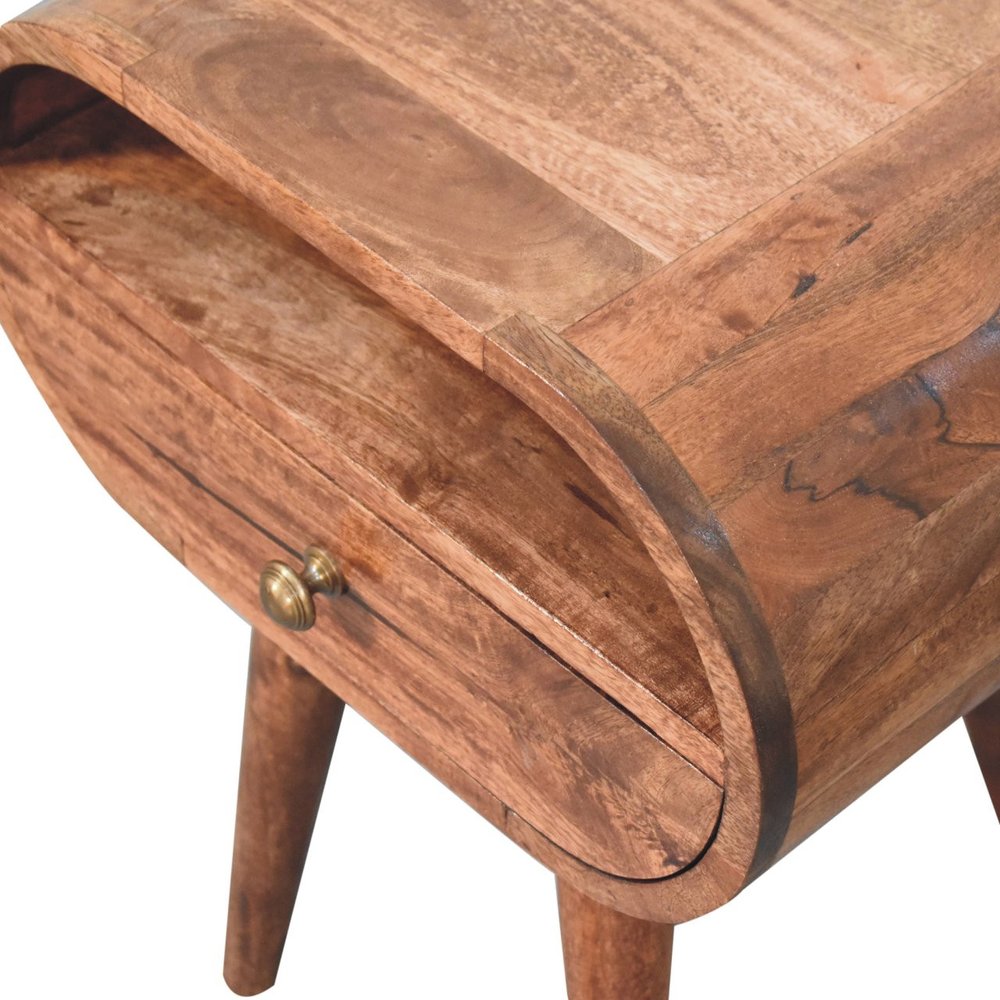 21" Brown Solid Wood Oval One Drawer Nightstand