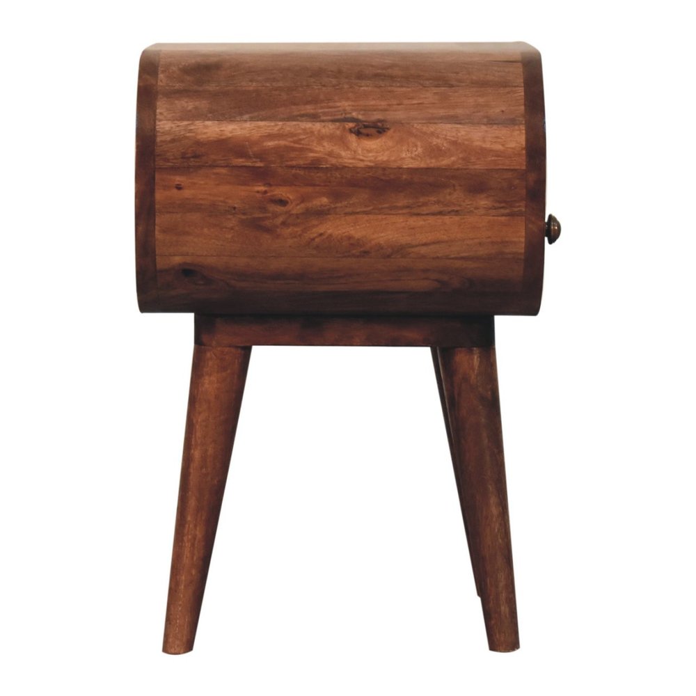 21" Brown Solid Wood Oval One Drawer Nightstand