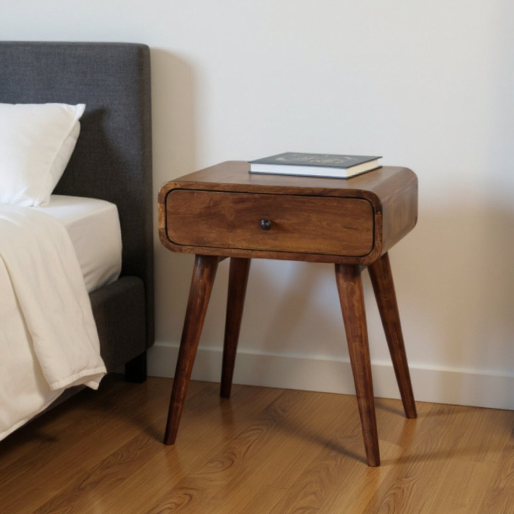 22" Chestnut Solid Wood One Drawer Nightstand