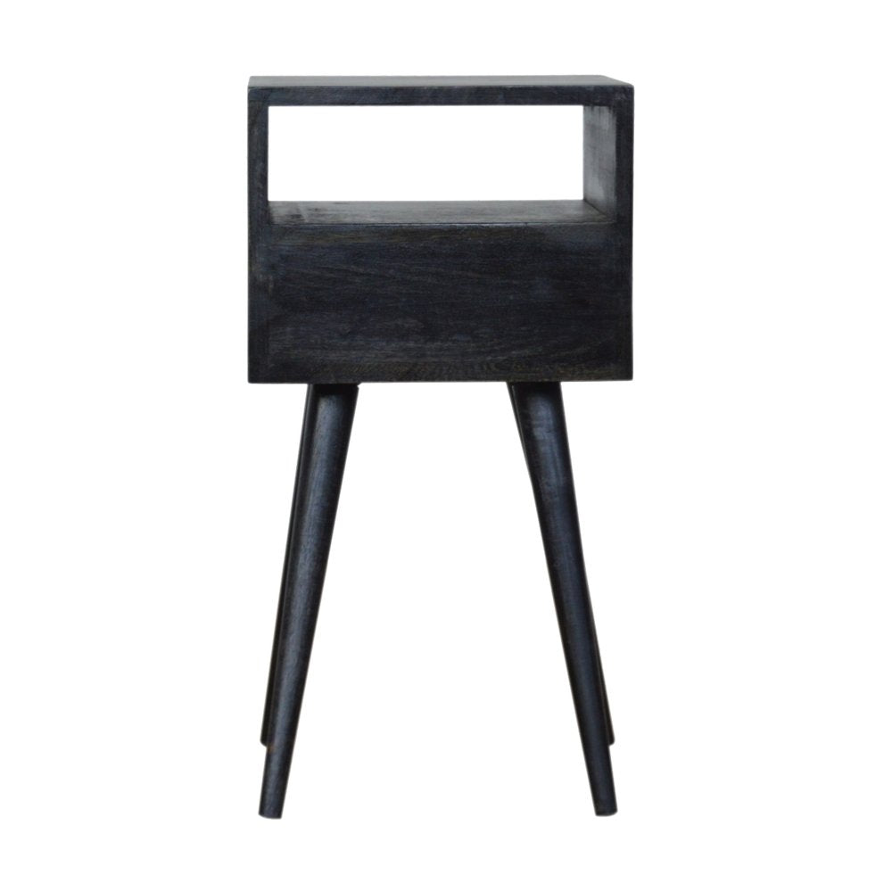 22" Black Solid Wood Square One Drawer Nightstand