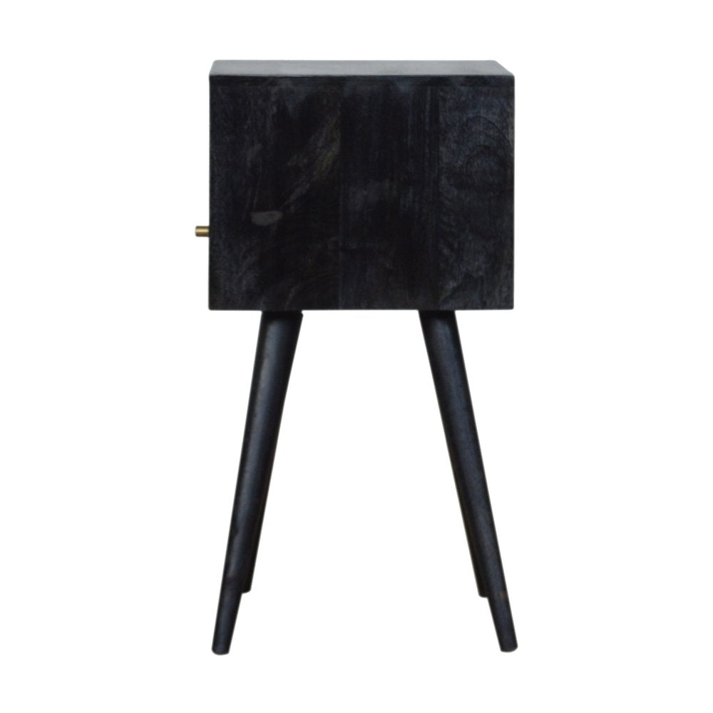 22" Black Solid Wood Square One Drawer Nightstand