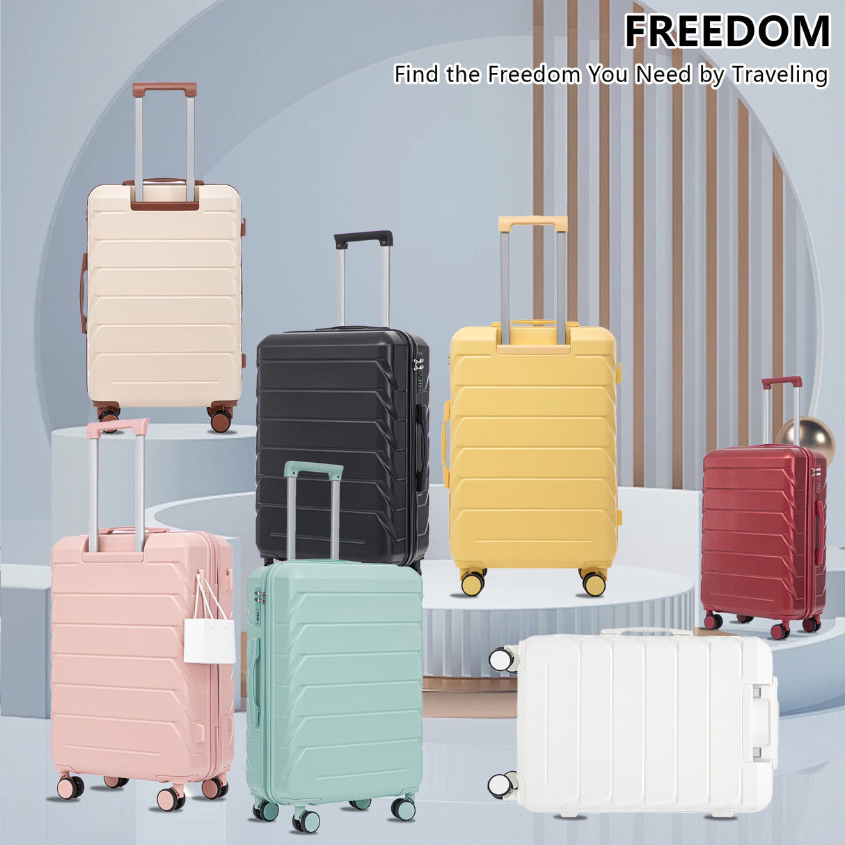 Set 3PCs 20'/24'/28' ABS Spinner Wheel Luggage Wine Red