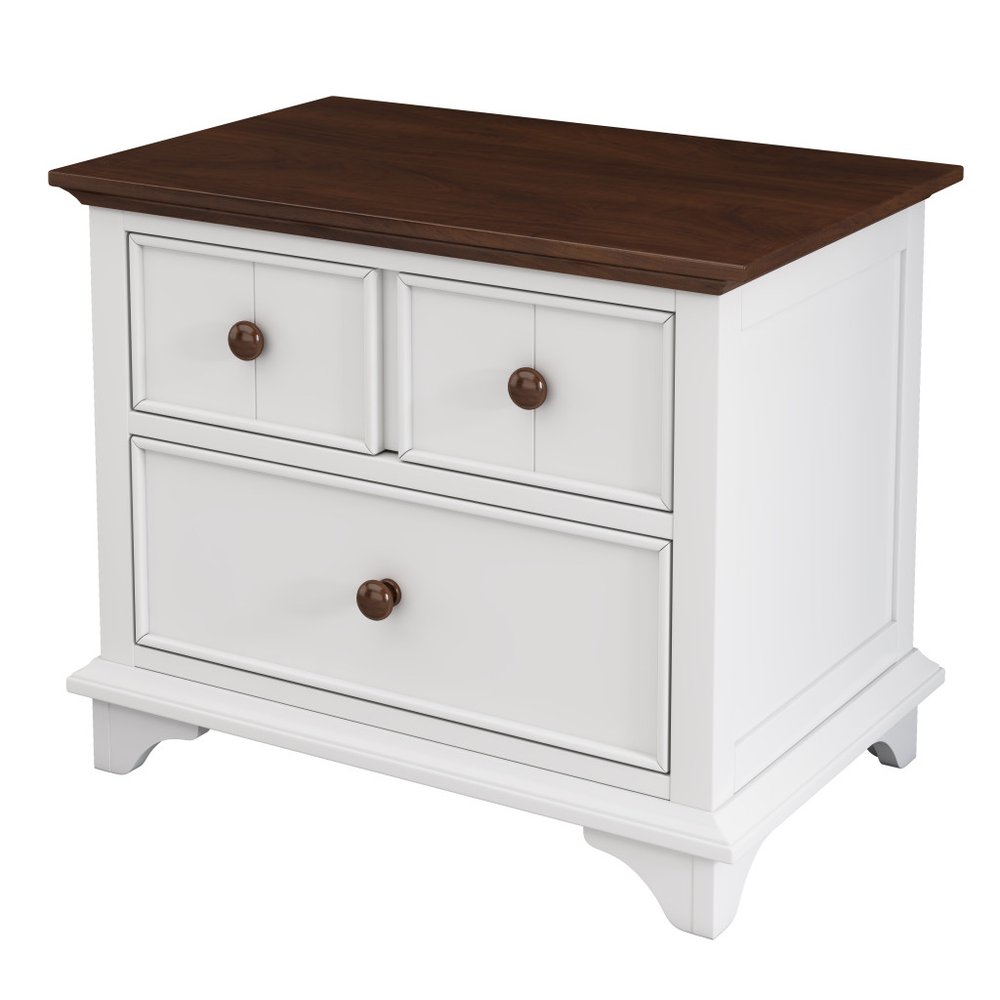 23" White Wood Two Drawer Nightstand