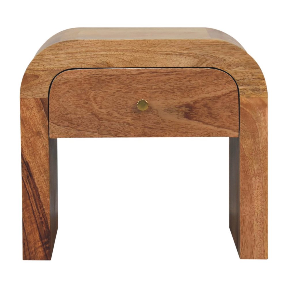 16" Brown Solid Wood One Drawer Nightstand