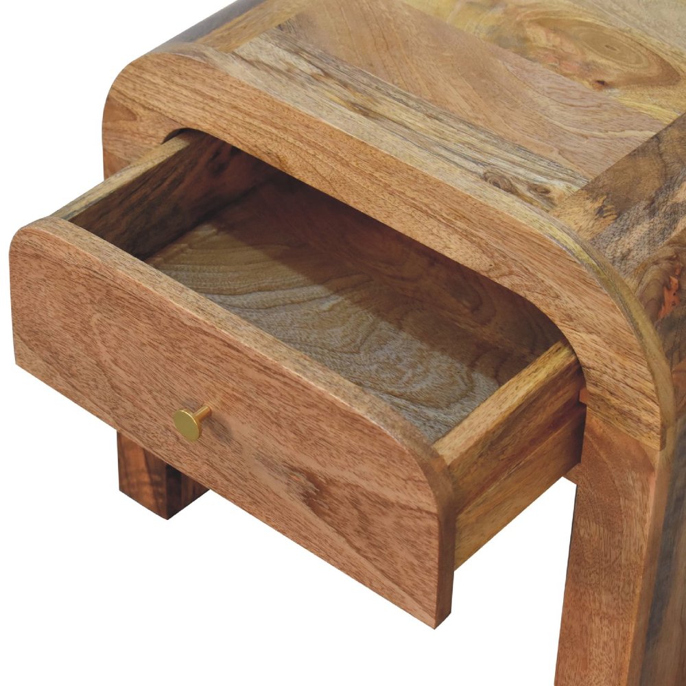 16" Brown Solid Wood One Drawer Nightstand