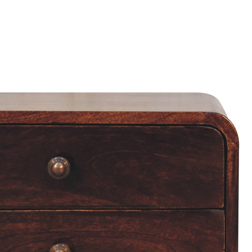 18" Brown Solid Wood Two Drawer Floating Nightstand