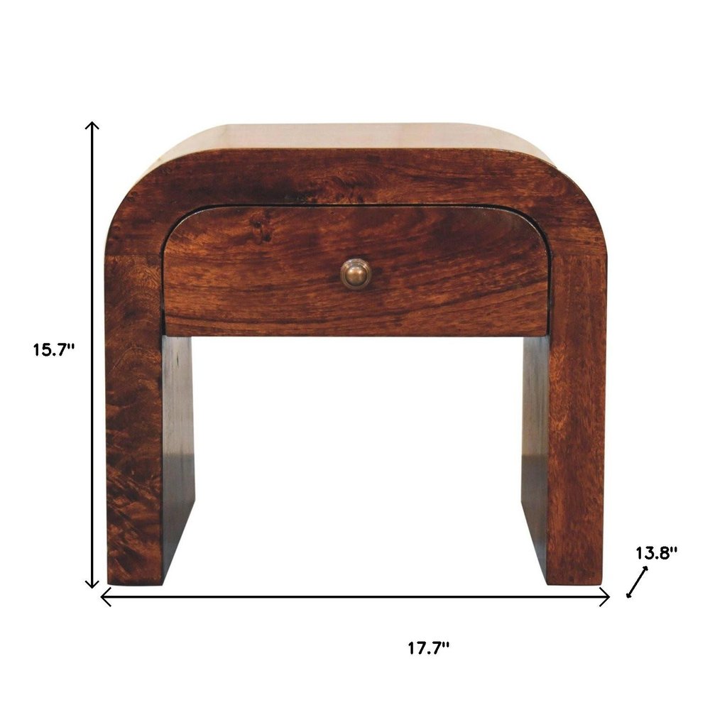 16" Walnut Solid Wood One Drawer Nightstand