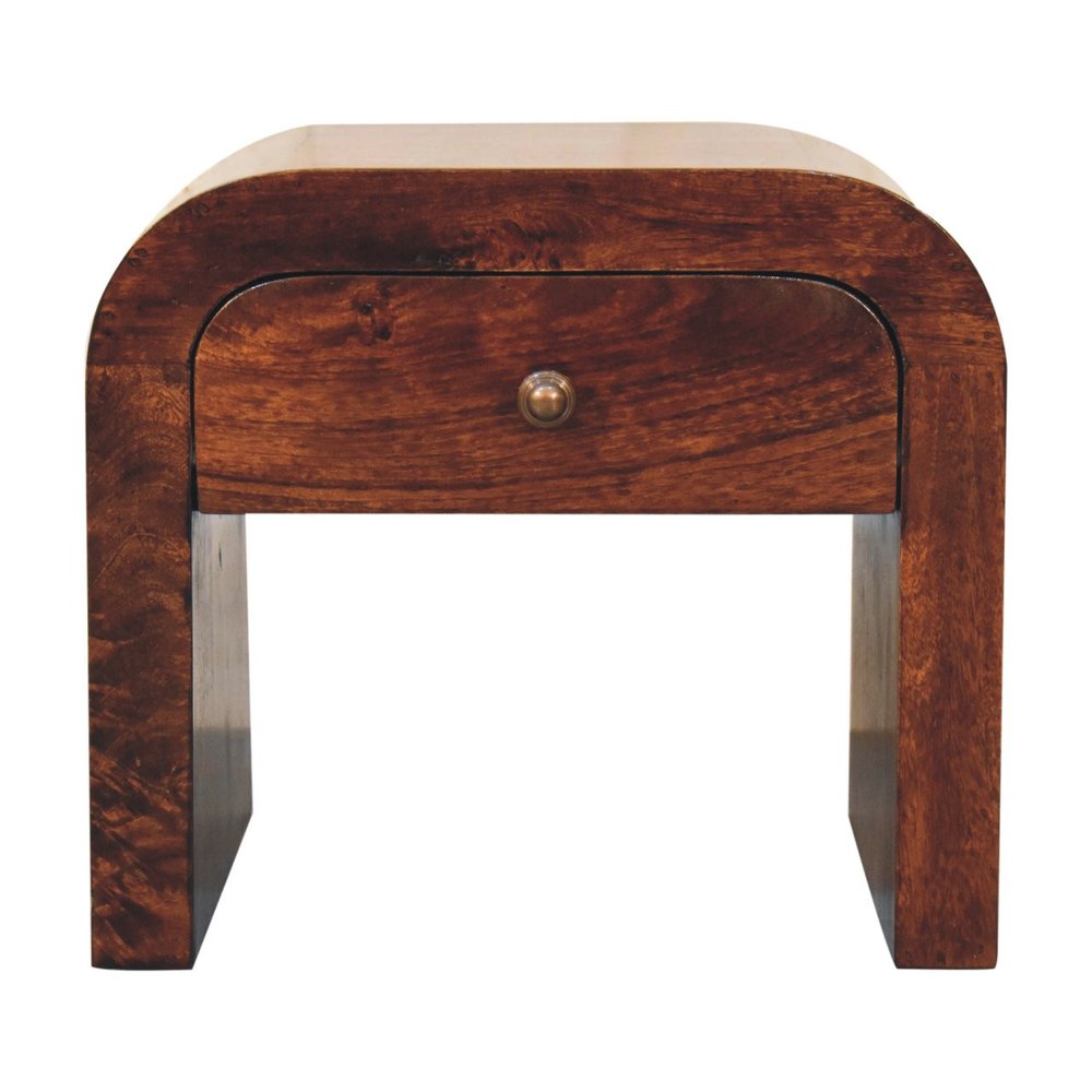 16" Walnut Solid Wood One Drawer Nightstand
