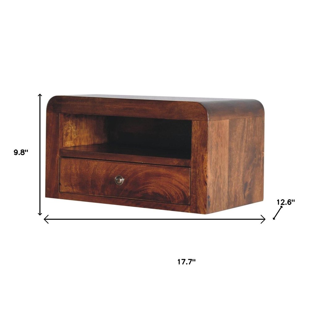 18" Chestnut Solid Wood One Drawer Floating Nightstand