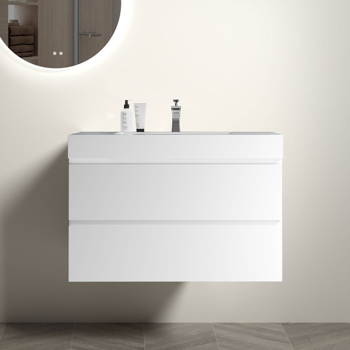 Alice - Bathroom Vanity With Large Storage, Sink Wall Mounted Floating Bathroom Vanity For Modern Bathroom, One-Piece Sink Basin Without Drain And Faucet by Couch.com