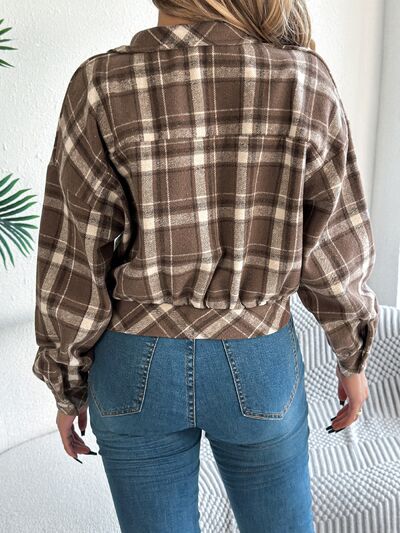 Classic Plaid Button Up Long Sleeve Jacket Women Cozy Trendy Everyday Wear Simple Jacket