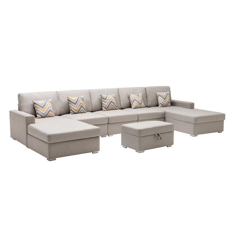 Nolan - Fabric 6 Piece Sectional Sofa With Pillows And Interchangeable Legs by Couch.com