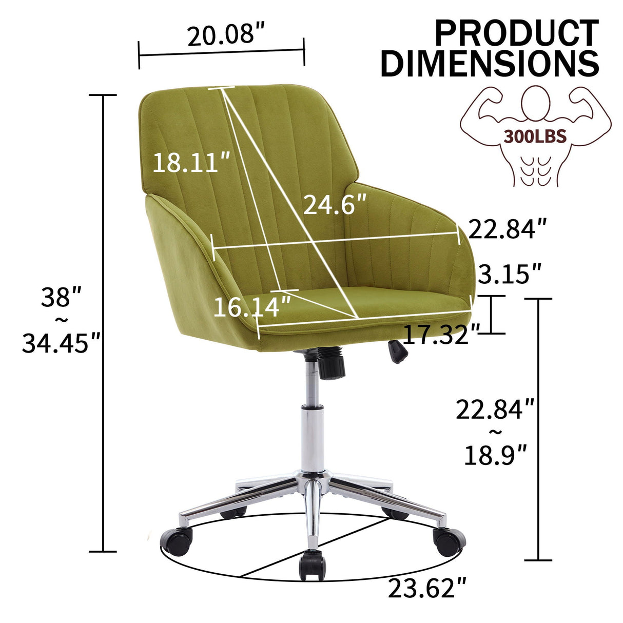 Adjustable Ergonomic Office Chair, Swivel Backrest Seat by Couch.com