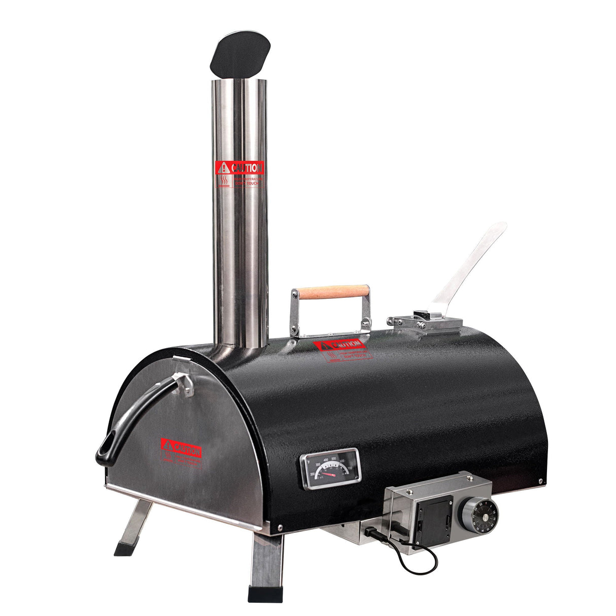 Pizza Oven Outdoor 12" Automatic Rotatable Pizza Ovens Portable Stainless Steel Wood Fired Pizza Oven Pizza Maker With Built-In Thermometer Pizza Cutter Carry Bag by Couch.com