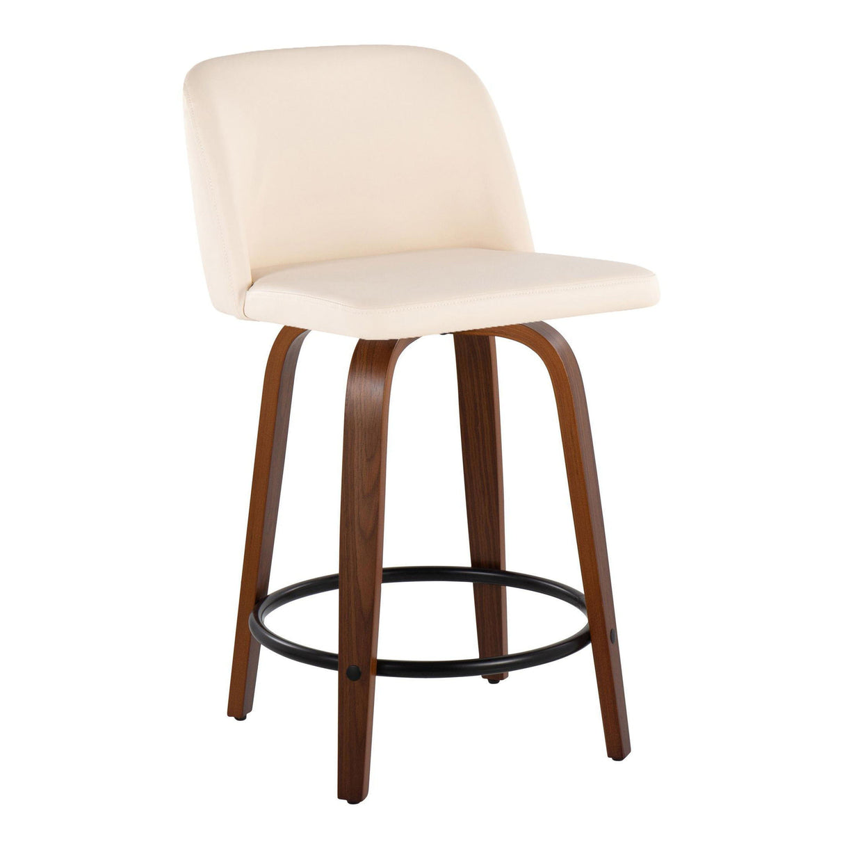 Toriano - Mid Century Modern, Fixed Height Counter Stool & Swivel And Round Footrest (Set of 2) by Couch.com