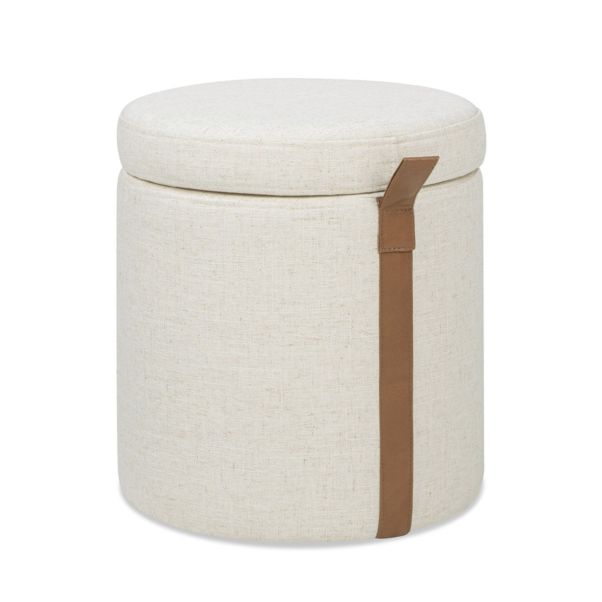 Brandy - Round Upholstered Storage Ottoman With Leather Accent by Couch.com