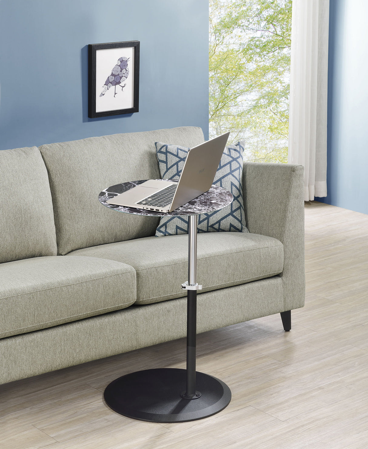 Orbit - 15.5" End Table With Height Adjustable Marble Textured Top by Couch.com