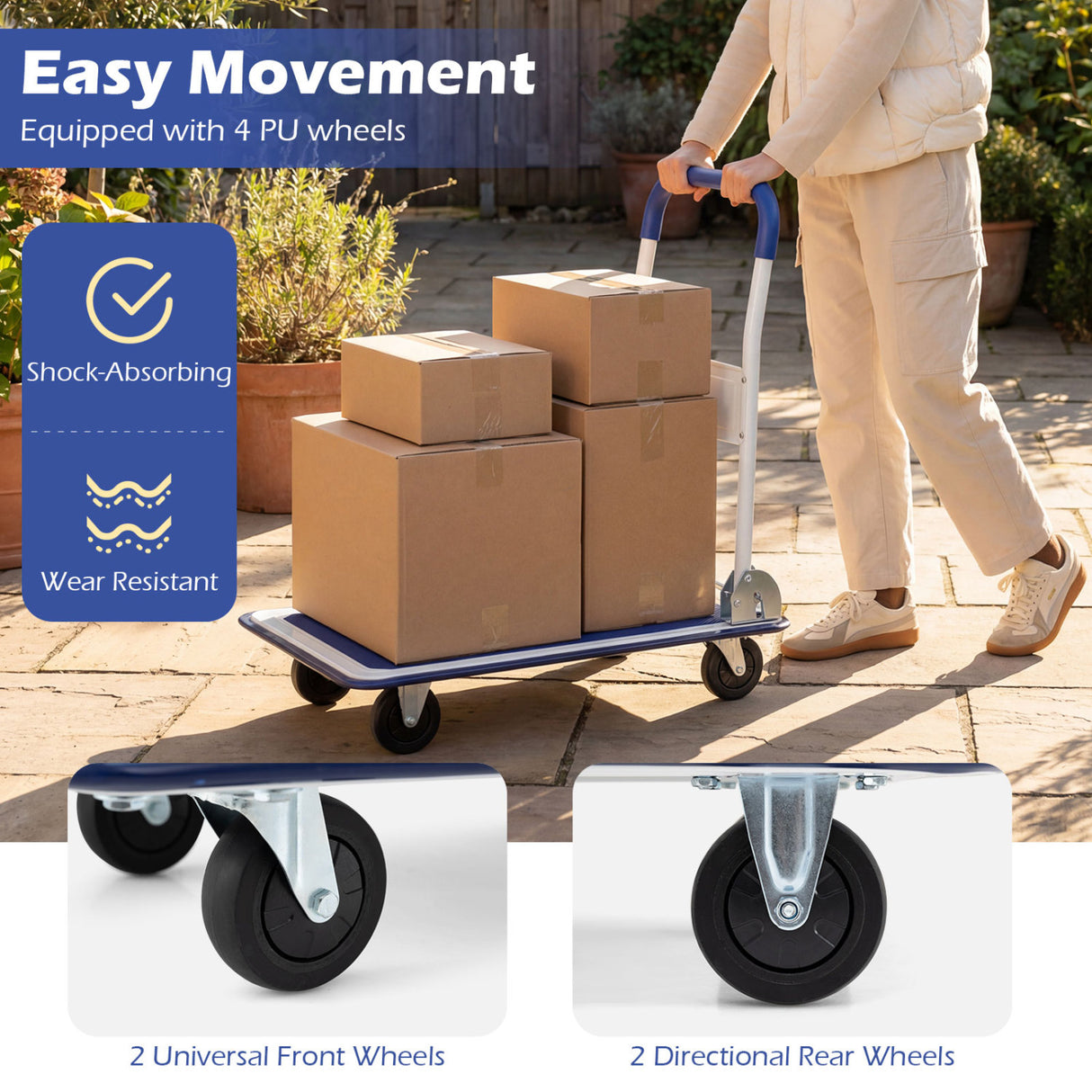660 Pounds Folding Platform Cart Dolly Hand Truck