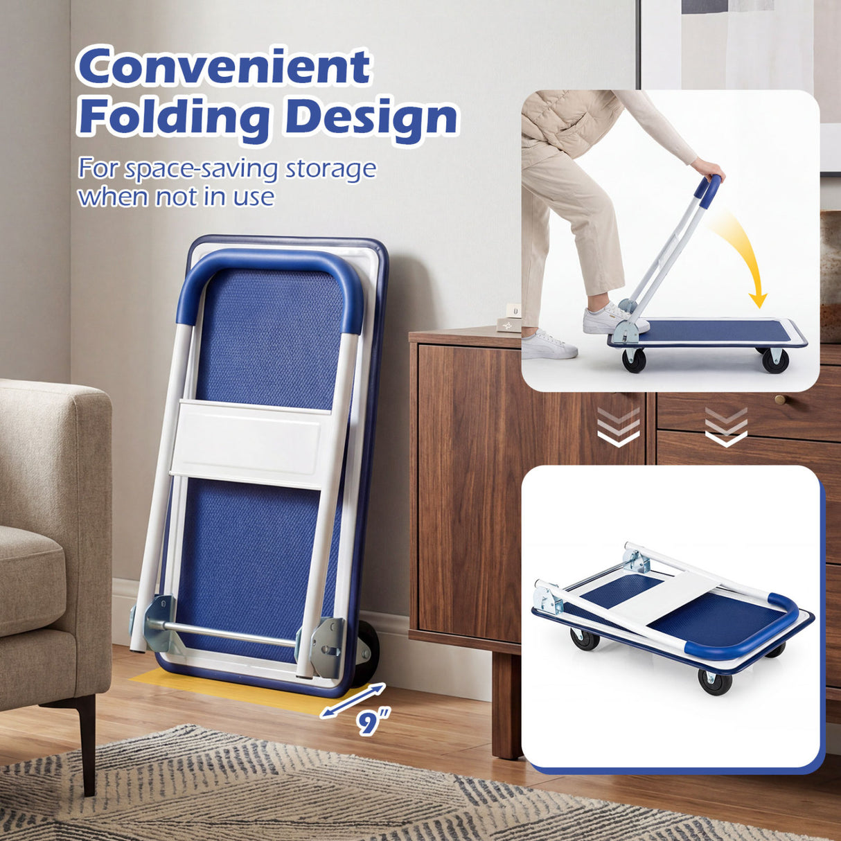 660 Pounds Folding Platform Cart Dolly Hand Truck