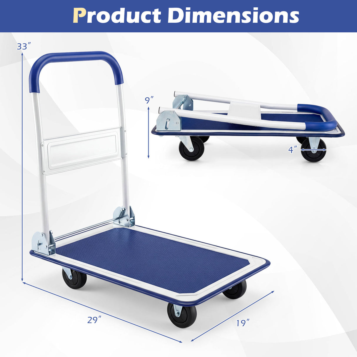 660 Pounds Folding Platform Cart Dolly Hand Truck