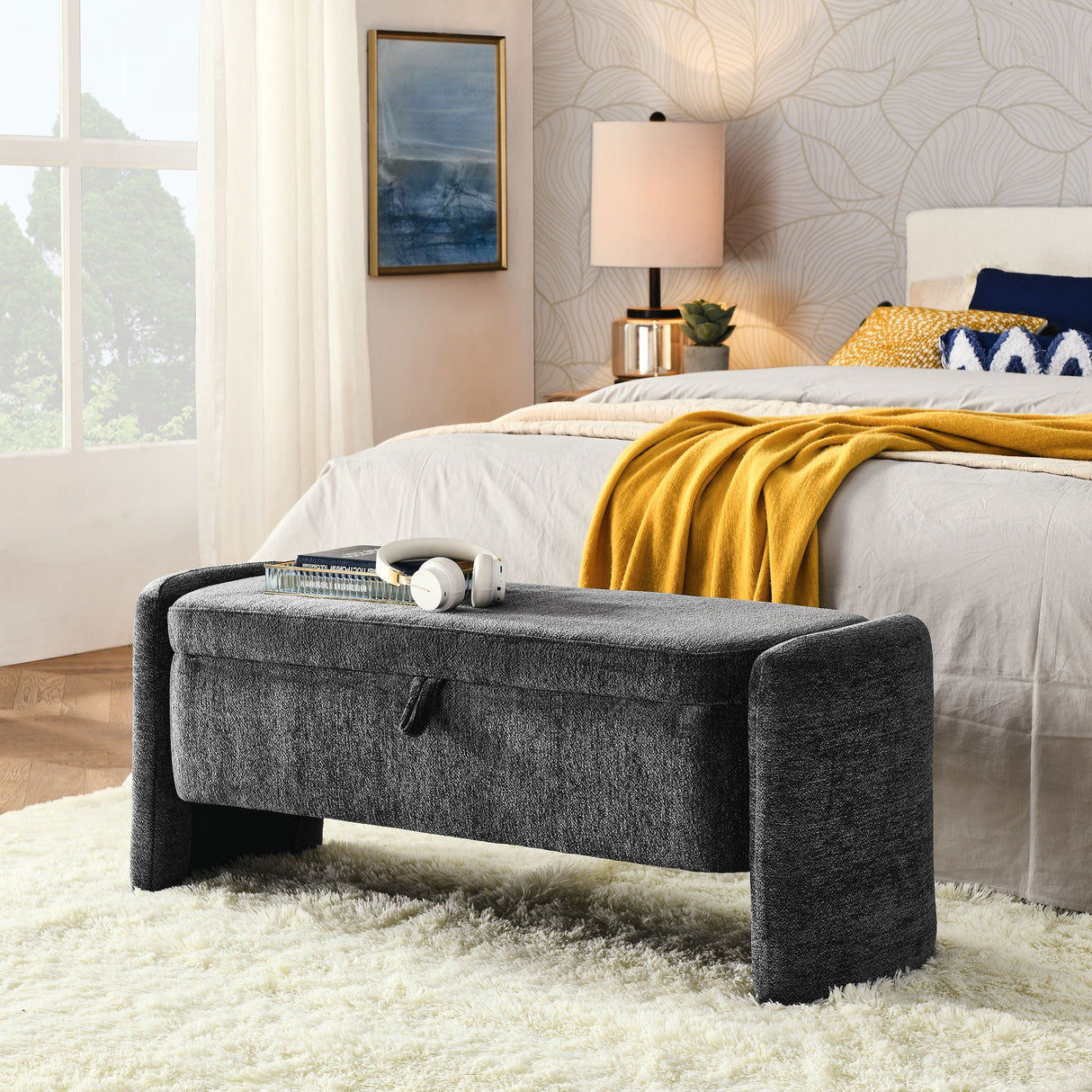 Oval Ottoman Storage Bench Chenille Bench With Large Storage Space For The Living Room, Entryway And Bedroom by Couch.com